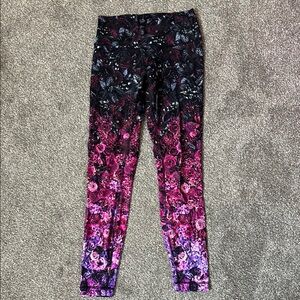 Lululemon Athletica Floral Leggings - Black, Pink, and Purple